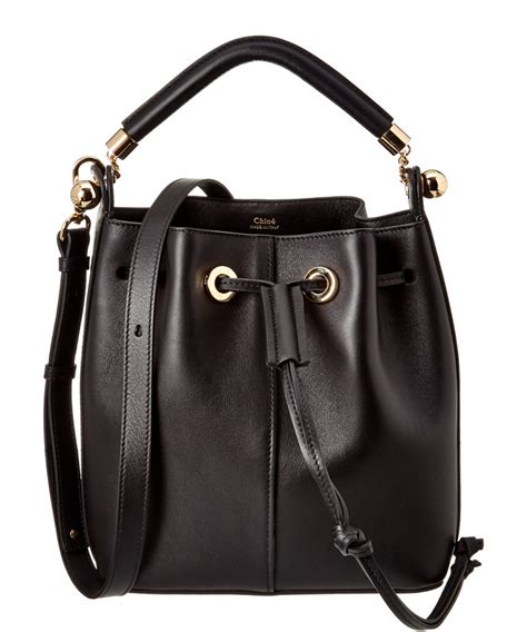 Chloé Chloe Gala Medium Leather Bucket Bag In Black Modesens