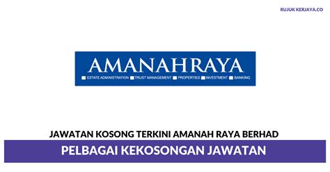 The incorporation of amanahraya trustees berhad (art) under the companies act 1965 on 23 march, a wholly owned company of amanah raya berhad. Jawatan Kosong Terkini Amanah Raya Berhad~Pelbagai ...