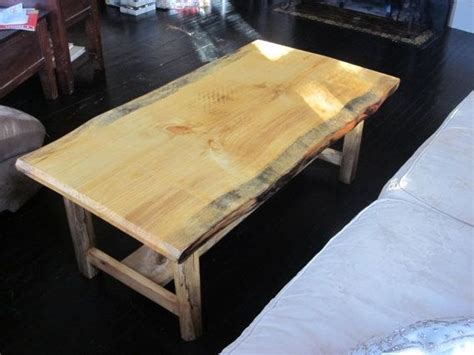 Hand Crafted Spalted Curly Maple Coffee Table With Live Edge Pine By