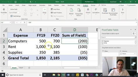 Subtract In A Pivot Table Formula Inside A Pivot Table Create