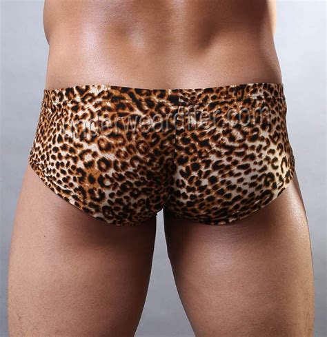 Mens Soft Mini Boxer Bottoms Underwear Comfy Leopard Boxer Briefs Mu924