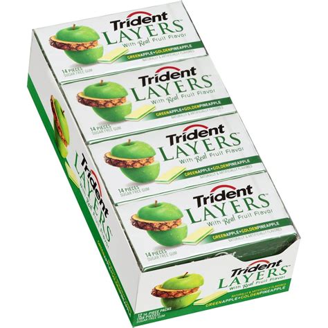 Trident Layers Gum Green Apple Golden Pineapple 14 Piece Pack 12