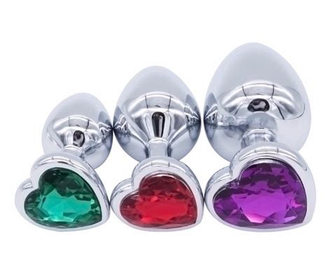 Domi Butt Stimulator Sex Toys Stainless Steel Crystal Jewelry Heart Anal Plug Toy Use Plug Jewel