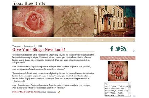 Premade Blogger Template Vintage Rose Retro By Craftylilfox 3500