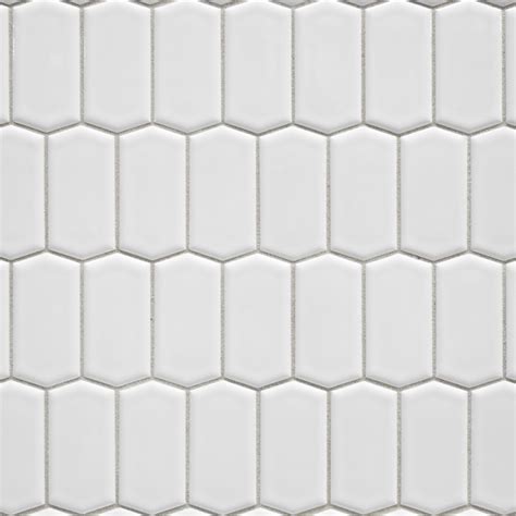 White Offset Picket Porcelain Mosaic Polished Porcelain Tiles