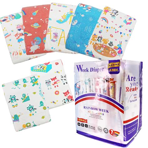 New Arrival 7 Design Rainbow Week Diaper Adult Diaper