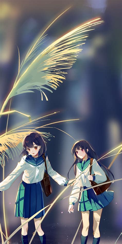 Download Wallpaper 1440x2880 Art Dwarf Grass Anime Girls Lg V30 Lg