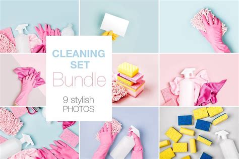 Cleaning Set Bundle By Businka On Creativemarket Cleaning Accessories
