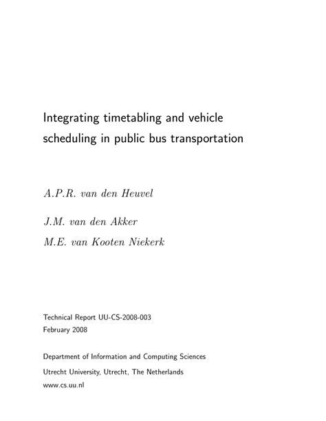 Pdf Integrating Timetabling And Vehicle Scheduling In Public Bus