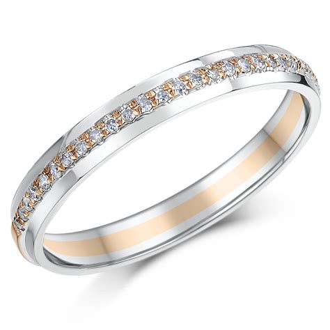 3mm 9ct Rose And White Gold 15 Point Diamond Ring Eternity Rings At