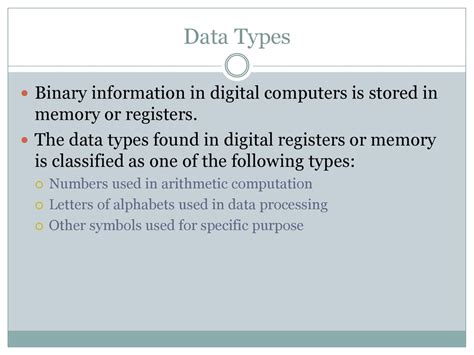 Data Representation Data Types Complements Fixed Point Representation