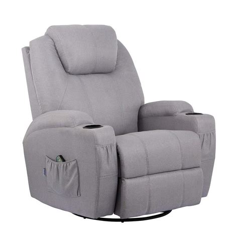It will blend with almost any décor. Grey Fabric Massage Recliner Chair 360 Degree Swivel ...
