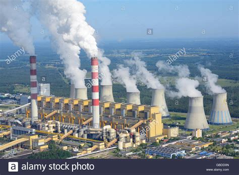 The 4,440mw bełchatów power plant is located near bełchatów in the łódź province of poland. COAL-FIRED POWER STATION (aerial view). Large power plant ...