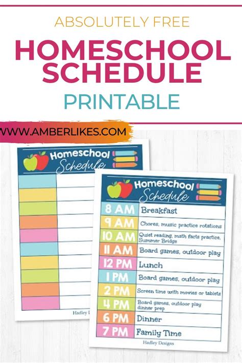 Get Your Free Homeschool Daily Schedule Printable Colorful And Ful