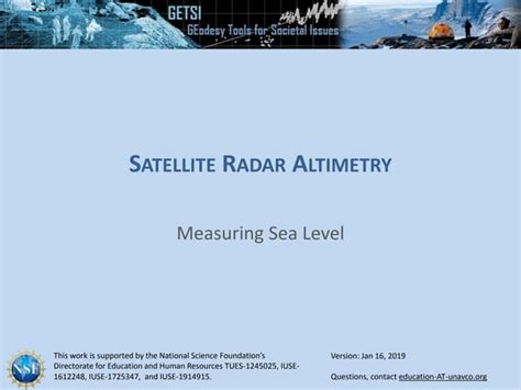 Overview Of Satellite Radar Altimetry Ppt