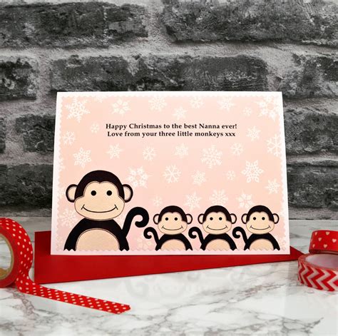 Three Little Monkeys Christmas Card From Children By Jenny Arnott