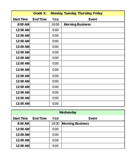 Daily Schedule Templates 18 Free Word Excel And Pdf Formats Samples