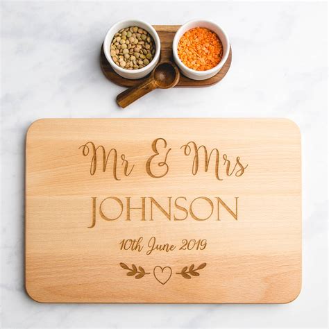 Mr And Mrs Personalised Engraved Wooden Chopping Board By The Laser