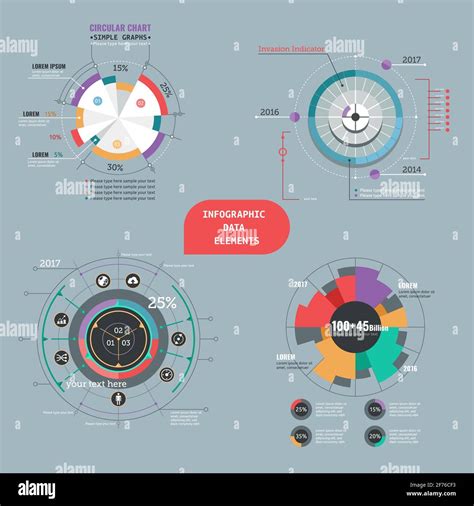 Infographic Data Elements With Vector Set Of Pie Chart Template For Graphs Charts Diagrams