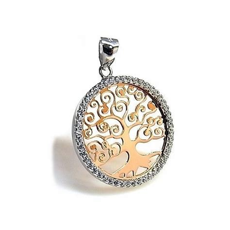 Colgante plata Ley 925m Arbol de la Vida rosa 22mm. calado [AC0274]