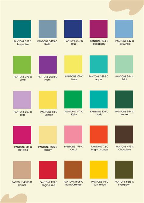 Basic Pantone Color Chart In Illustrator Pdf Download