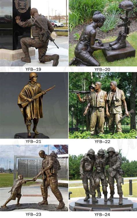 Casting Bronze Life Size Kneeling Soldier Statue Monument War Garden