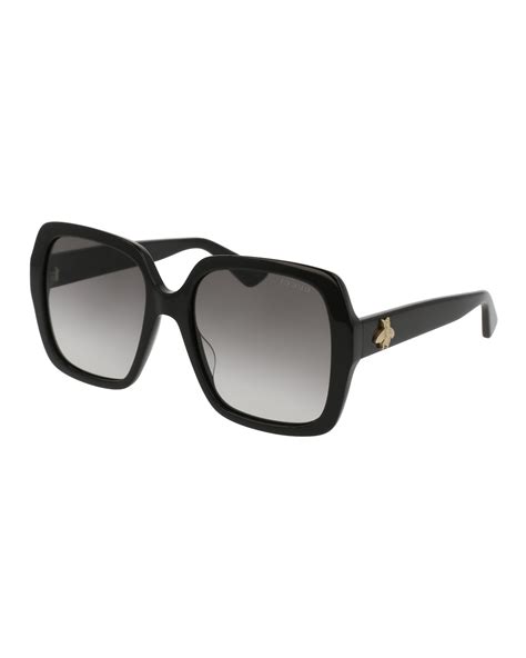 Gucci Square Bee And Logo Acetate Sunglasses Neiman Marcus