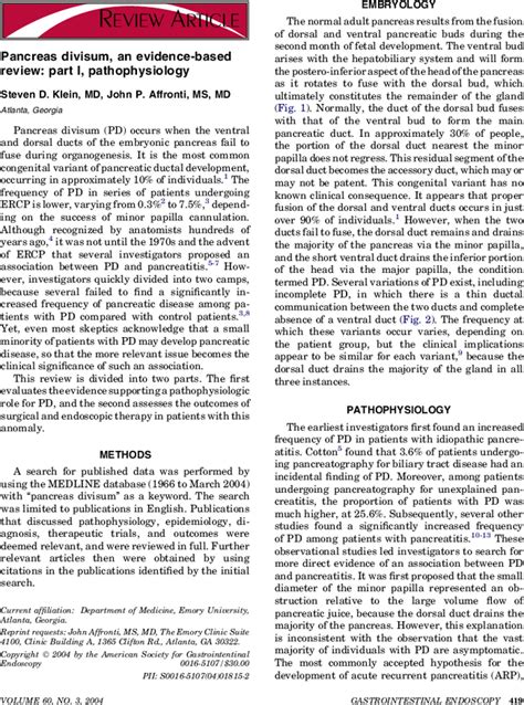 Pancreas Divisum An Evidence Based Review Part I Pathophysiology