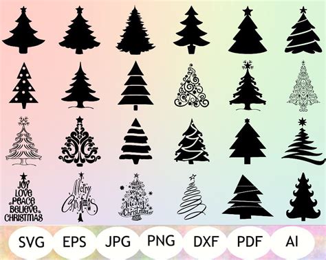 Rated 5.00 out of 5. SET of 24 Christmas Trees SVG Christmas Trees Silhouette ...