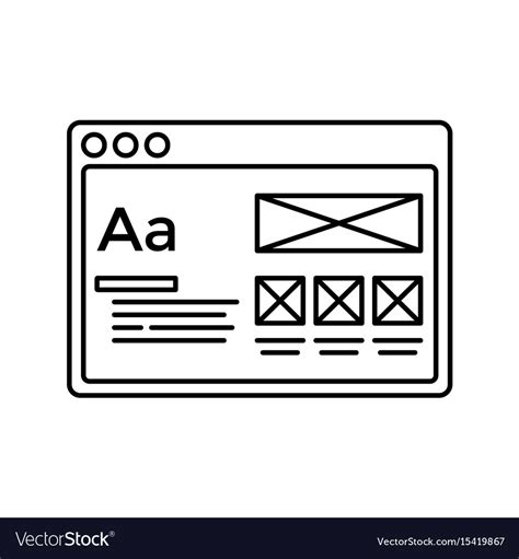 Wireframe In Window Lined Icon Website Page Line Vector Image