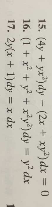 solved 4y yx 2 dy 2x xy 2 dx 0 1 x 2 y 2