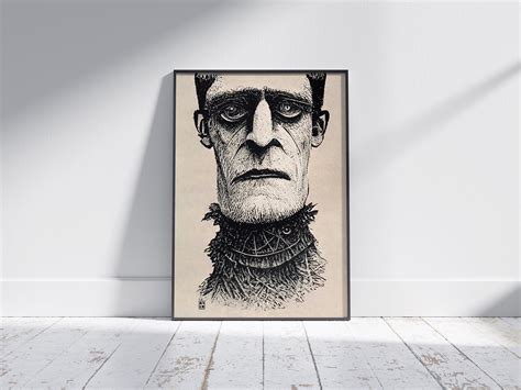 Dr Frankensteins Monster Illustration Printable Wall Etsy