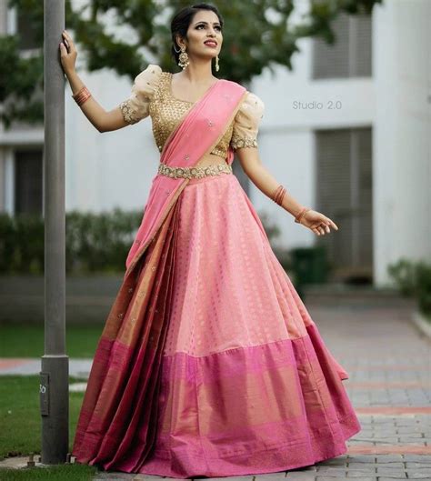 10 Wedding Day Pattu Half Saree Designs For South Indian Brides Half