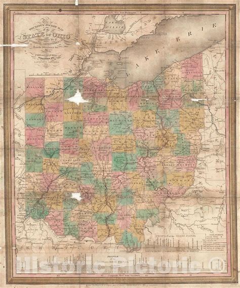 Historic Map 1833 Tourists Pocket Map Of The State Of Ohio Vintage