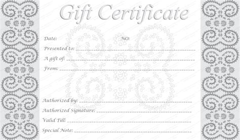 editable  printable silver swirls gift certificate template