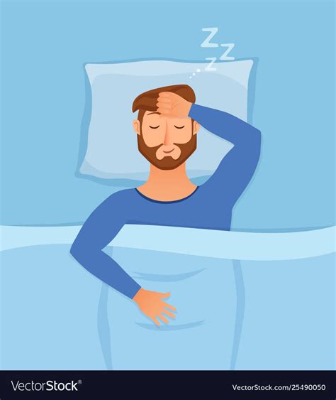 Sleeping Man Face Cartoon Character Happy Guy Have