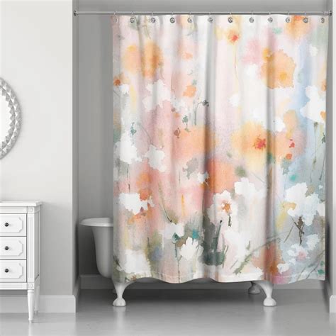 Devia Soft Watercolor Florals Single Shower Curtain In