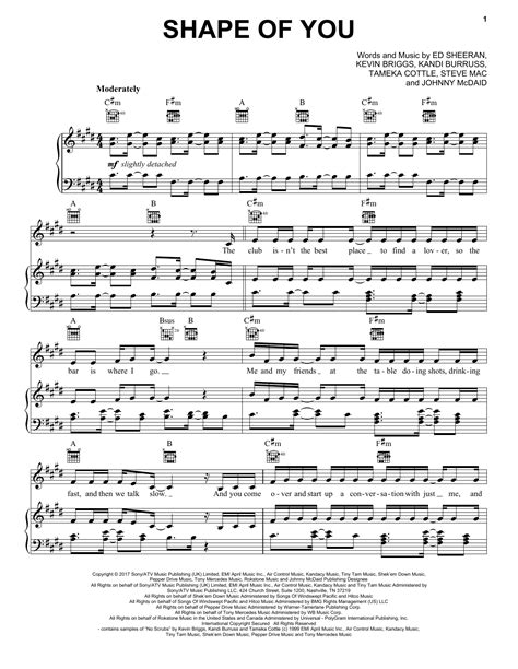 Partition Piano Shape Of You De Ed Sheeran Piano Voix Guitare