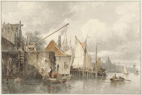 Boats At A Quay By Everhardus Koster Buy Fine Art Print