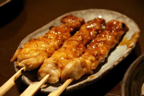 Japanese teriyaki chicken on a stick グルメ 食べ物 美味しそう