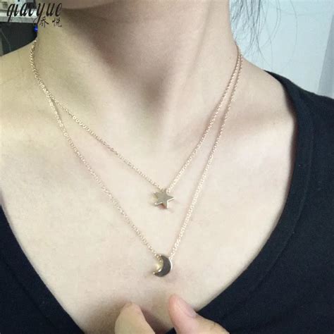 Buy Minimalist Necklace Women Moon Star Pendant