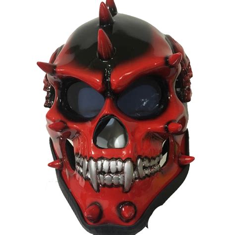 Designed 100% with motorcycle riders in mind, th. Custom Motorcycle Helmet RED Skull Monster Death Shield ...