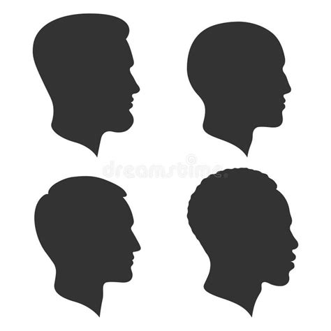 Heads Silhouettes Black Set Stock Illustrations 188 Heads Silhouettes