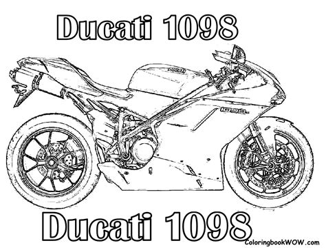 Free Motorcycle coloring page, Ducati 1098 Free