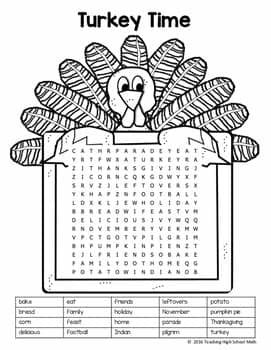 Thanksgiving Word Search Second Grade by Teaching High ...
