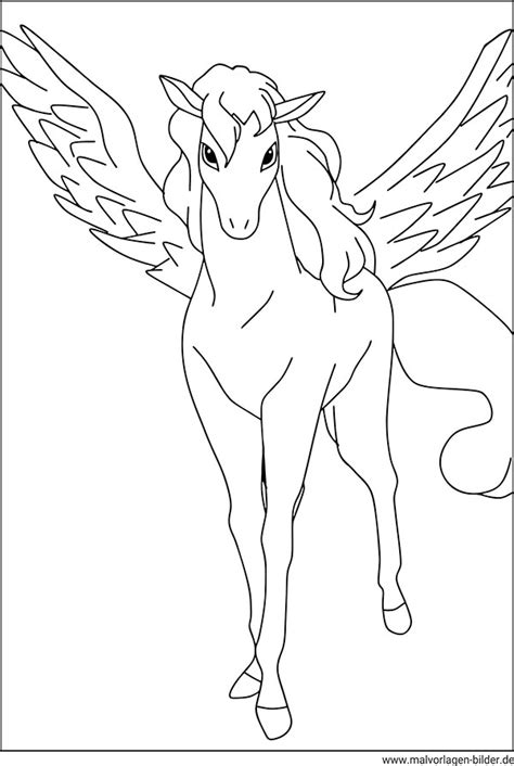 Zum selber basteln, malen und schreiben. Pegasus - Kostenlose Ausmalbilder zum Ausdrucken