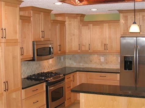 Green kitchen with tile backsplash. Countertops Maple Cabinets Quartz With Oak Trent ...