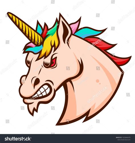 Angry Unicorn Head Design Element For Logo Label Emblem Sign