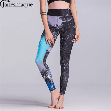 janesmaque women print yoga pants sports leggings fitness running pants high elastic sport gym