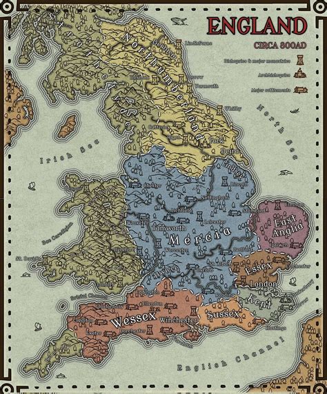 The Kingdoms Of England At Around 800 Ad By Maps On The Web